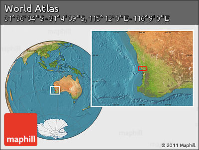 Satellite Location Map of the Area around 31° 20' 36" S, 115° 40' 30" E