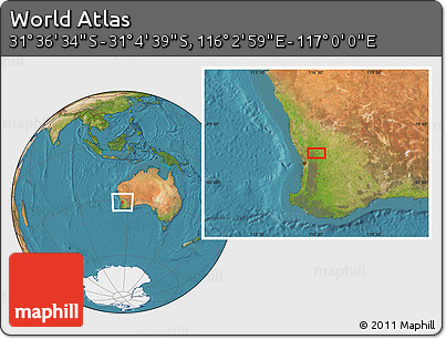 Satellite Location Map of the Area around 31° 20' 36" S, 116° 31' 30" E