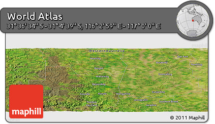 Satellite Panoramic Map of the Area around 31° 20' 36" S, 116° 31' 30" E
