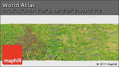 Satellite Panoramic Map of the Area around 31° 20' 36" S, 116° 31' 30" E