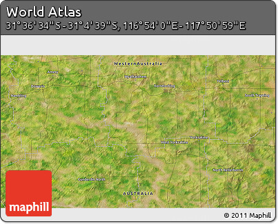 Satellite 3D Map of the Area around 31° 20' 36" S, 117° 22' 30" E
