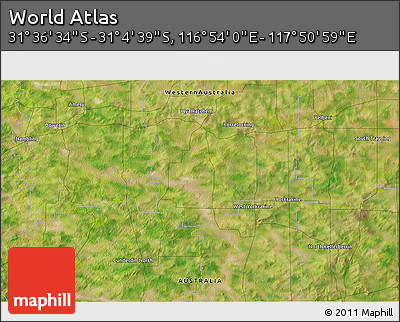 Satellite 3D Map of the Area around 31° 20' 36" S, 117° 22' 30" E
