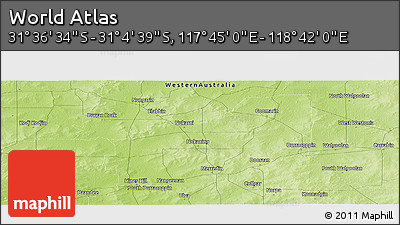 Physical Panoramic Map of the Area around 31° 20' 36" S, 118° 13' 29" E