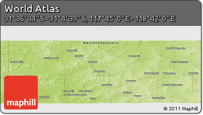 Physical Panoramic Map of the Area around 31° 20' 36" S, 118° 13' 29" E