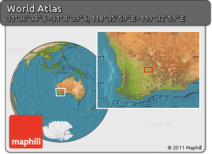 Satellite Location Map of the Area around 31° 20' 36" S, 119° 4' 29" E