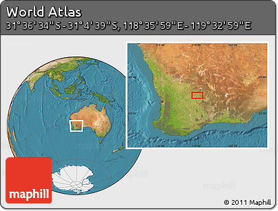 Satellite Location Map of the Area around 31° 20' 36" S, 119° 4' 29" E