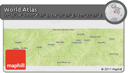 Physical Panoramic Map of the Area around 31° 20' 36" S, 119° 4' 29" E