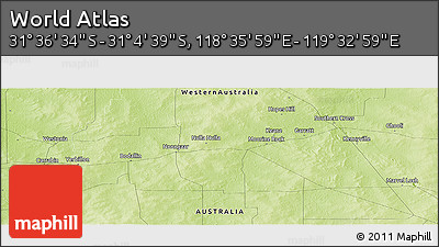 Physical Panoramic Map of the Area around 31° 20' 36" S, 119° 4' 29" E