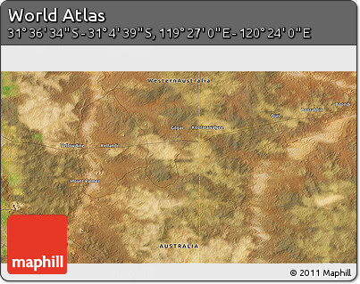 Satellite 3D Map of the Area around 31° 20' 36" S, 119° 55' 30" E