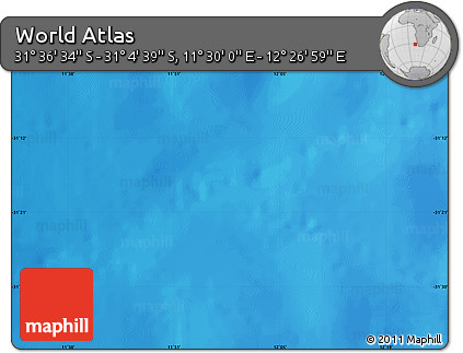 Physical Map of the Area around 31° 20' 36" S, 11° 58' 29" E