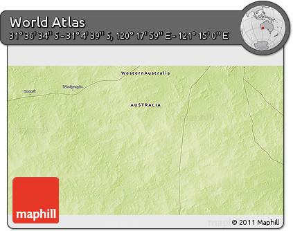 Physical 3D Map of the Area around 31° 20' 36" S, 120° 46' 30" E