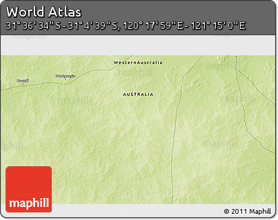 Physical 3D Map of the Area around 31° 20' 36" S, 120° 46' 30" E