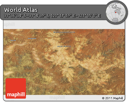 Satellite 3D Map of the Area around 31° 20' 36" S, 120° 46' 30" E