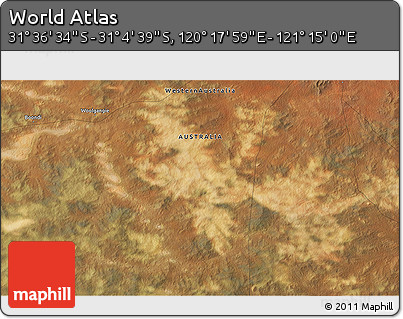 Satellite 3D Map of the Area around 31° 20' 36" S, 120° 46' 30" E