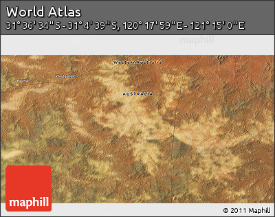 Satellite 3D Map of the Area around 31° 20' 36" S, 120° 46' 30" E