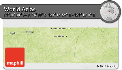 Physical Panoramic Map of the Area around 31° 20' 36" S, 120° 46' 30" E