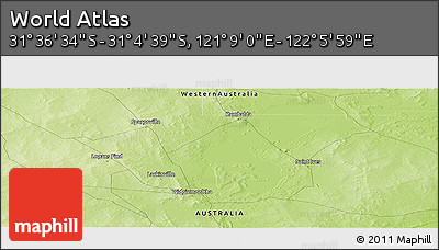 Physical Panoramic Map of the Area around 31° 20' 36" S, 121° 37' 30" E