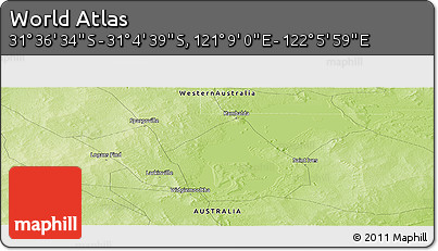 Physical Panoramic Map of the Area around 31° 20' 36" S, 121° 37' 30" E