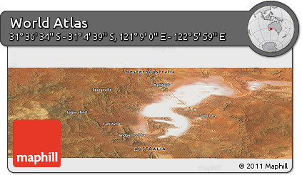 Satellite Panoramic Map of the Area around 31° 20' 36" S, 121° 37' 30" E