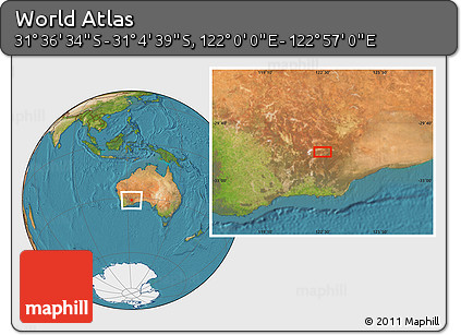 Satellite Location Map of the Area around 31° 20' 36" S, 122° 28' 29" E