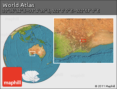 Satellite Location Map of the Area around 31° 20' 36" S, 122° 28' 29" E
