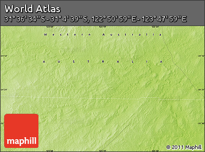 Physical Map of the Area around 31° 20' 36" S, 123° 19' 29" E