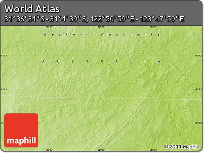 Physical Map of the Area around 31° 20' 36" S, 123° 19' 29" E