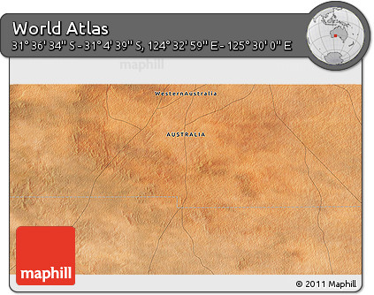 Satellite 3D Map of the Area around 31° 20' 36" S, 125° 1' 30" E