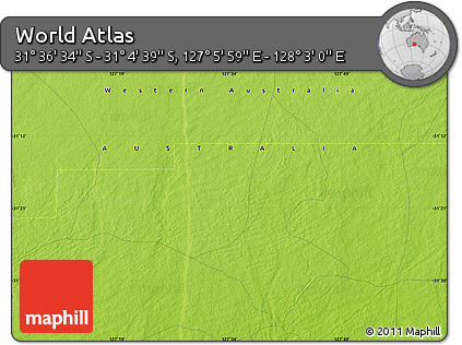 Physical Map of the Area around 31° 20' 36" S, 127° 34' 30" E