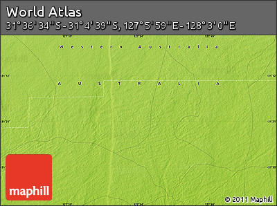 Physical Map of the Area around 31° 20' 36" S, 127° 34' 30" E