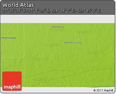 Physical 3D Map of the Area around 31° 20' 36" S, 129° 16' 30" E