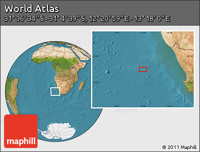 Satellite Location Map of the Area around 31° 20' 36" S, 12° 49' 29" E