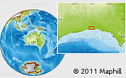 Physical Location Map of the area around 31° 20' 36" S, 130° 7' 30" E