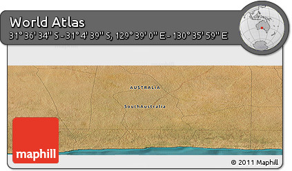 Satellite Panoramic Map of the Area around 31° 20' 36" S, 130° 7' 30" E