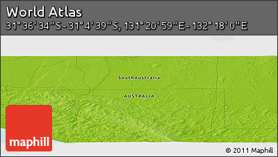 Physical Panoramic Map of the Area around 31° 20' 36" S, 131° 49' 29" E