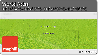 Physical Panoramic Map of the Area around 31° 20' 36" S, 131° 49' 29" E