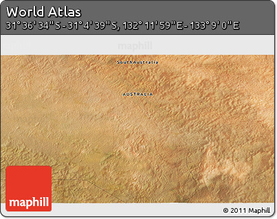 Satellite 3D Map of the Area around 31° 20' 36" S, 132° 40' 30" E