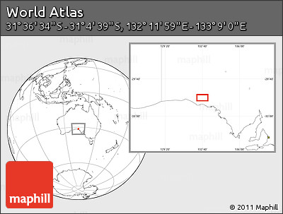 Blank Location Map of the Area around 31° 20' 36" S, 132° 40' 30" E