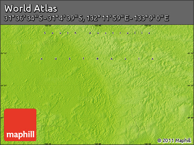 Physical Map of the Area around 31° 20' 36" S, 132° 40' 30" E