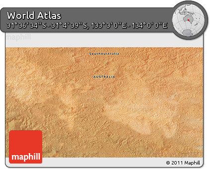 Satellite 3D Map of the Area around 31° 20' 36" S, 133° 31' 30" E