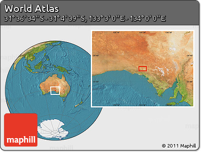 Satellite Location Map of the Area around 31° 20' 36" S, 133° 31' 30" E
