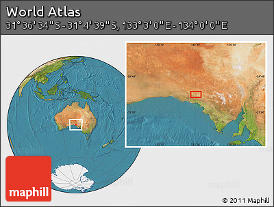 Satellite Location Map of the Area around 31° 20' 36" S, 133° 31' 30" E