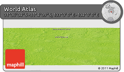 Physical Panoramic Map of the Area around 31° 20' 36" S, 133° 31' 30" E