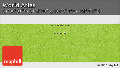 Physical Panoramic Map of the Area around 31° 20' 36" S, 133° 31' 30" E