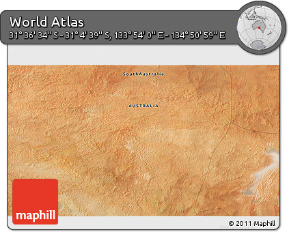 Satellite 3D Map of the Area around 31° 20' 36" S, 134° 22' 30" E