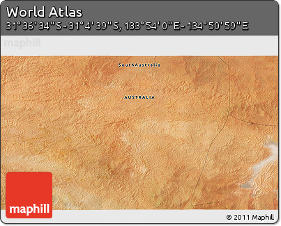 Satellite 3D Map of the Area around 31° 20' 36" S, 134° 22' 30" E
