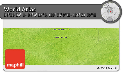 Physical Panoramic Map of the Area around 31° 20' 36" S, 134° 22' 30" E