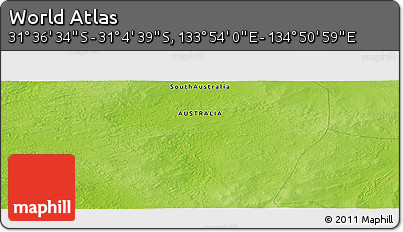 Physical Panoramic Map of the Area around 31° 20' 36" S, 134° 22' 30" E