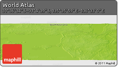 Physical Panoramic Map of the Area around 31° 20' 36" S, 136° 4' 29" E