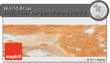 Satellite Panoramic Map of the Area around 31° 20' 36" S, 136° 4' 29" E